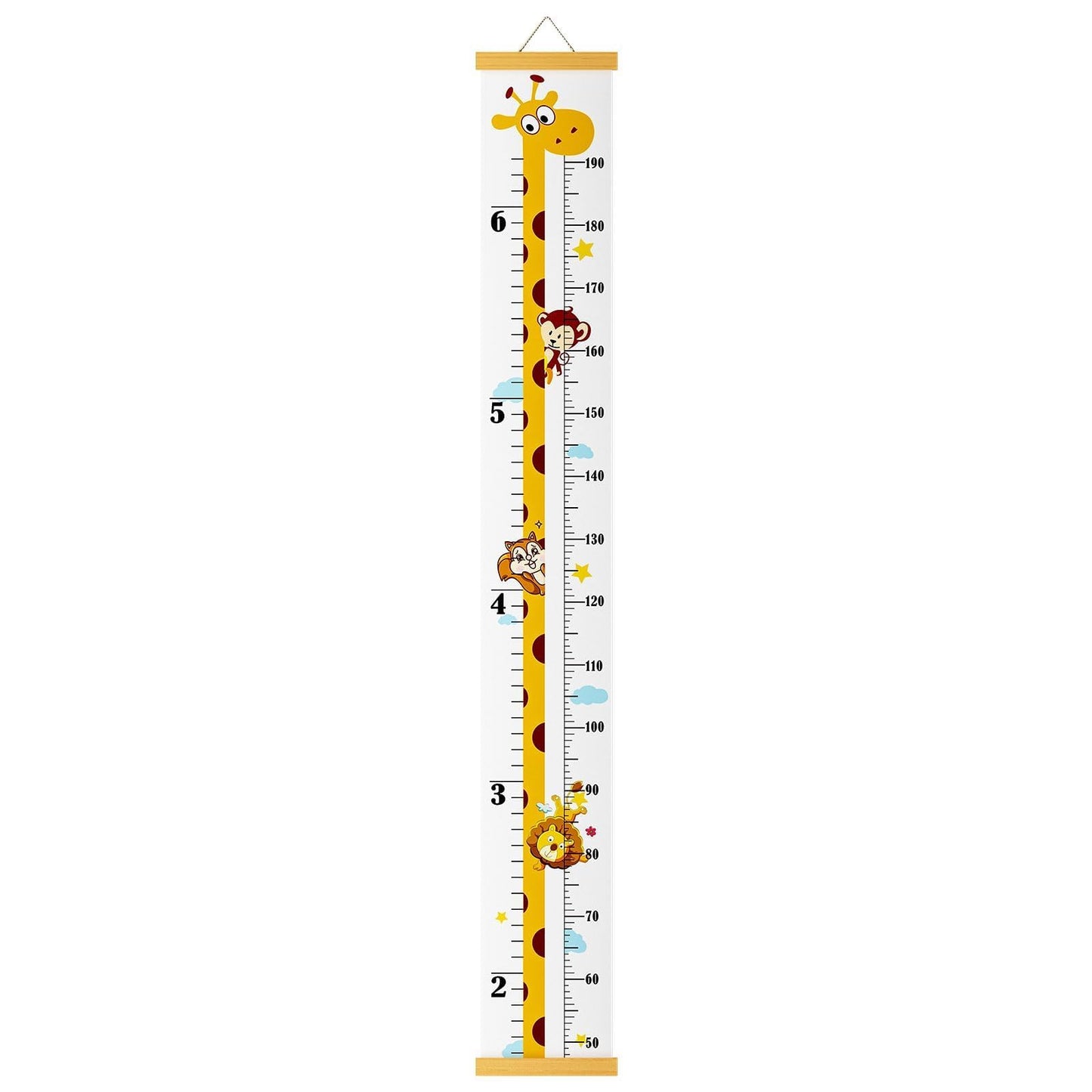 Baby Height Growth Chart, Canvas Height Chart for Kids Baby Child Toddler Boys Girls, Wood Growth Chart for Wall Room Nursery Decor, Hangable and Removable Waterproof Measuring Wall Ruler for Bathroom