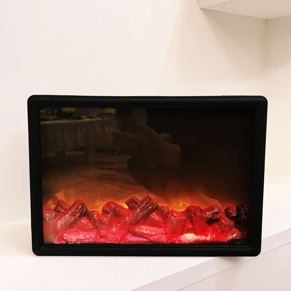 Fireplace Lights, LED Flame Lamps Battery Operated Tabletop Fireplace Lantern for Indoor Christmas Ornament