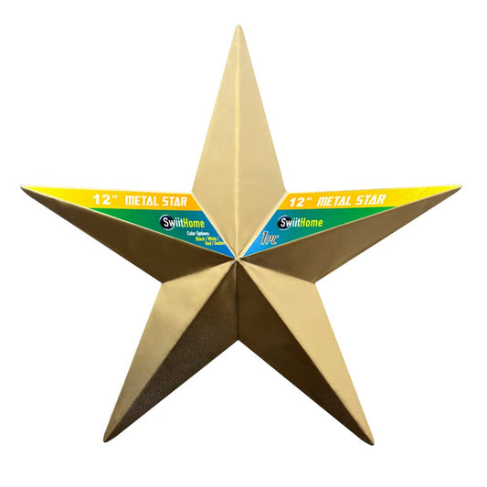 1 Piece 12 Inch Metal Star, Barn Star for Home Decoration, Hanging Wall Decor for House, Iron Vintage Wall Arts and Crafts, Christmas Indoor Outdoor Decorations (Golden)
