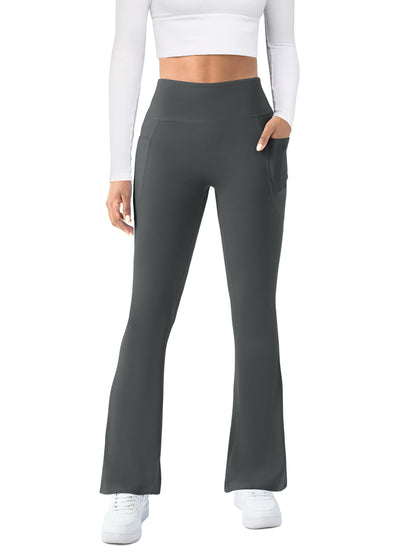 Womens Yoga Pants with Pockets High Waisted Flare Leggings Bell Bottom Yoga Dress Pants Seamless Bootcut Pants