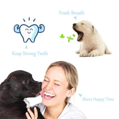 Orgrimmar 2 Pcs Three Sided Pet Toothbrush Dog Brush Addition Bad Breath Tartar Teeth Care Dog Cat Cleaning Mouth