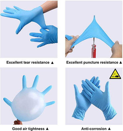 Extra Large –300 Gloves (3 Boxes) Disposable Blue Nitrile Powder Free Gloves for Examination, Medical, Food, Hair, Beauty, Cleaning, Industrial, Multipurpose Use, Latex Free