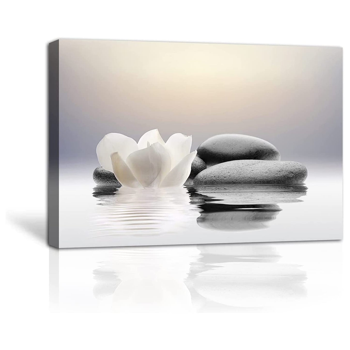 LZIMU Zen Canvas Wall Art Lotus Flowers and Stones Spa Pictures Wall Decor Art Prints for Yoga Meditation Room Decor (16x24in (40x60cm))