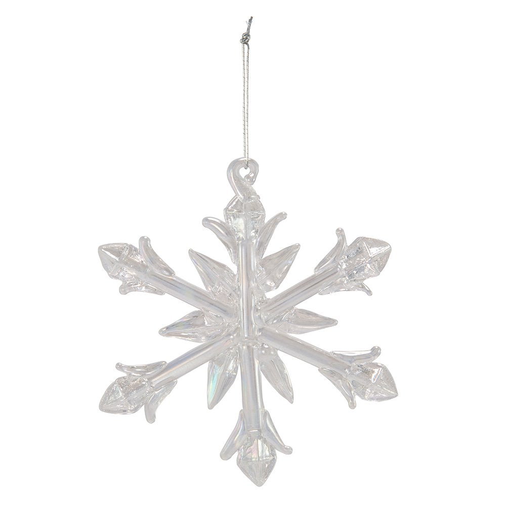 Kurt Adler 2" Glass Iridescent Snowflake Ornaments, 12-Piece Set for Christmas