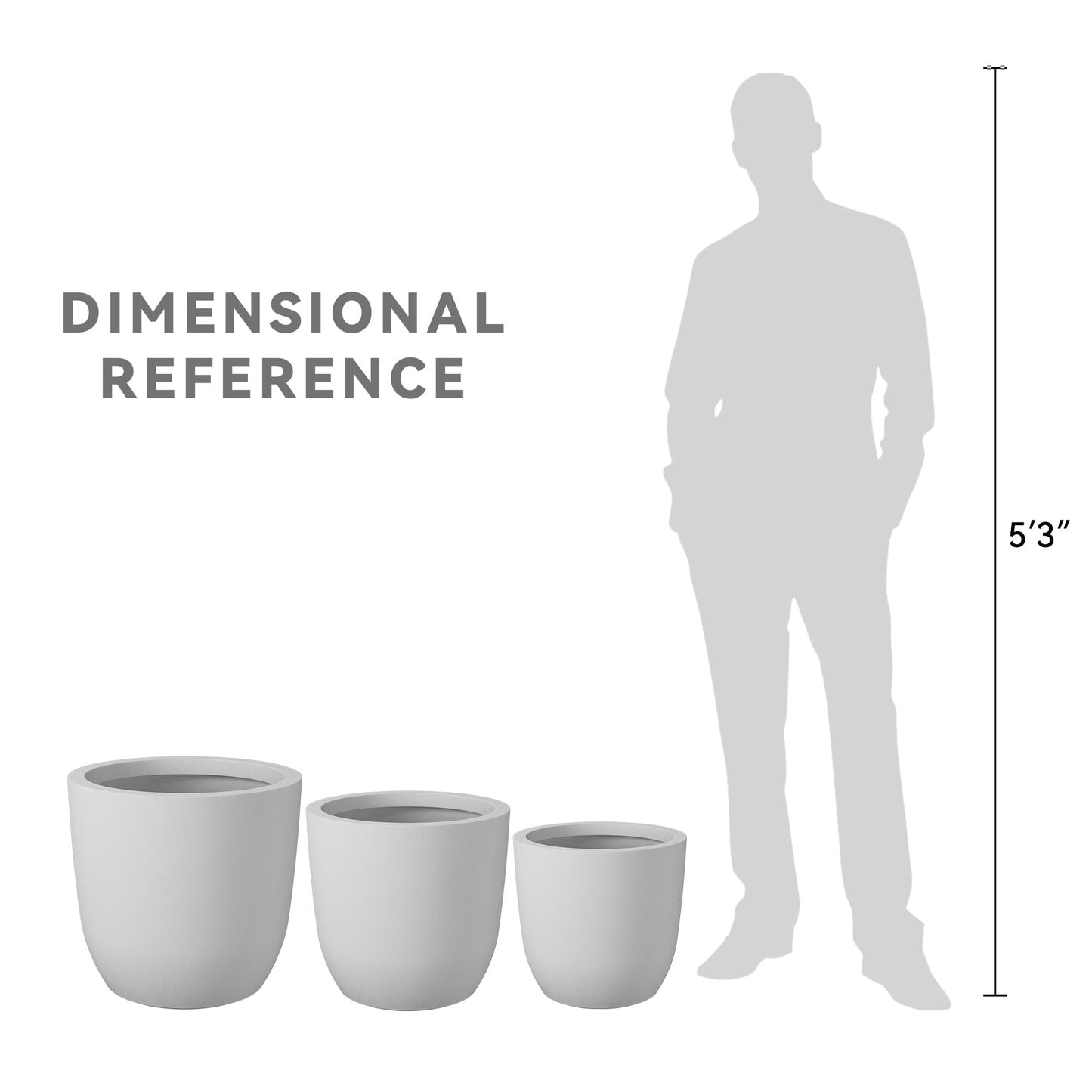 Kante 20",16.5",13.4" Dia Round Concrete Planters (Set of 3), Outdoor Indoor Modern Decorative Plant Pots with Drainage Hole & Rubber Plug for Home & Garden, Natural Concrete