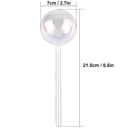 [2 PCS] Light Iridescent Rainbow Gradient Color Clear Glass Self-Watering System Spikes, Self Watering Globes, Self Watering Bulbs, Automatic Plant Waterer Bulbs