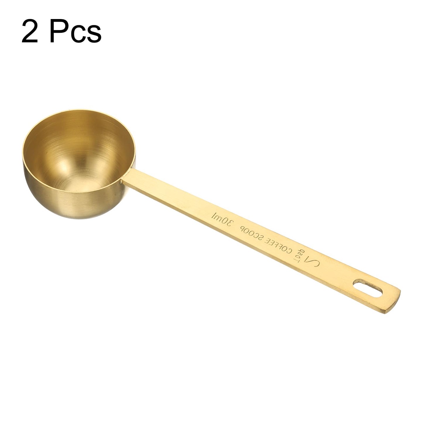 HARFINGTON 2pcs Coffee Scoop Spoon 2tbsp (6tsp, 30ml) 304 Stainless Steel Long Handle Teaspoon/Tablespoon Measuring Spoons Scoops for Tea Sugar Kitchen, Gold
