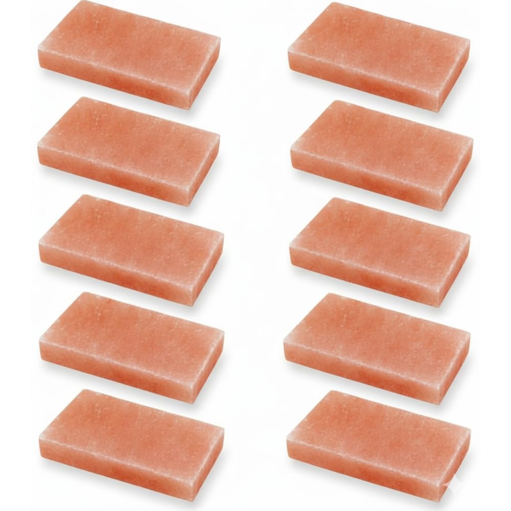 Himalayan Salt Tiles 8x4x1 - Pack of 10 | Himalayan Salt Blocks for Sauna, Spa, Dry Aging, and Elegant Home Decor, Salt Bricks.