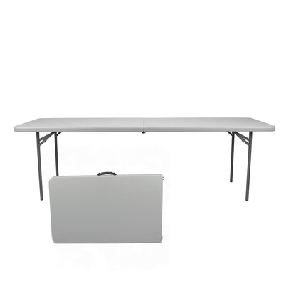 OEF Furnishings OEFCMFIH3096 Rectangular Commercial-Grade Premium Industrial Fold-in-Half Blow-Molded Folding Table with 18-Gauge Steel Frame and Thick Top (Rectangle, 30" × 96", Speckled Gray Top)