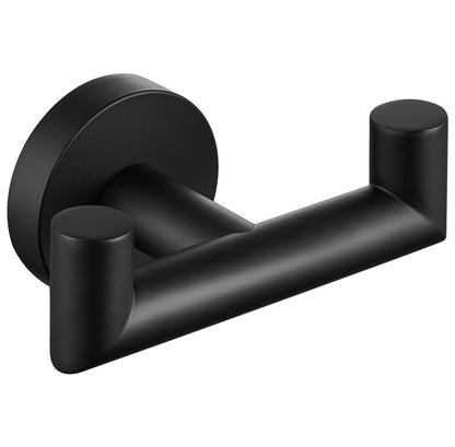 Angle Simple Double Towel Hook, SUS304 Stainless Steel Bathroom Hand Towel Holder, Coat Hook for Wall, Matte Black