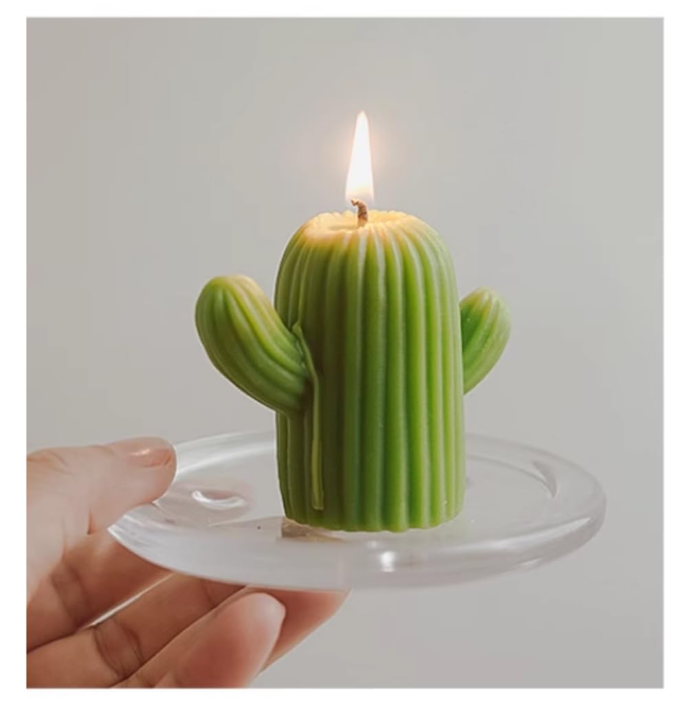 Cumuiu Glass Candle Holder 2 Pack 5 Inch Clear Beautiful Transparent Round Candle Plate (2pack 5inch)