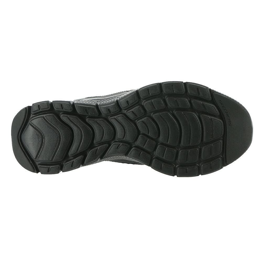 Skechers Men's Flex Advantage 4.0 Sneaker, Black Leather Mesh Pu Black Trim, 10 UK
