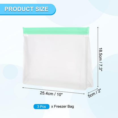 PATIKIL 8.7"x2"x5.3" Reusable Freezer Bag, 3 Pcs Leakproof Zip Food Storage Stand Up Bags Fridge Snack Vegetable Fruit Ice Container for Long-Lasting Freshness, Black