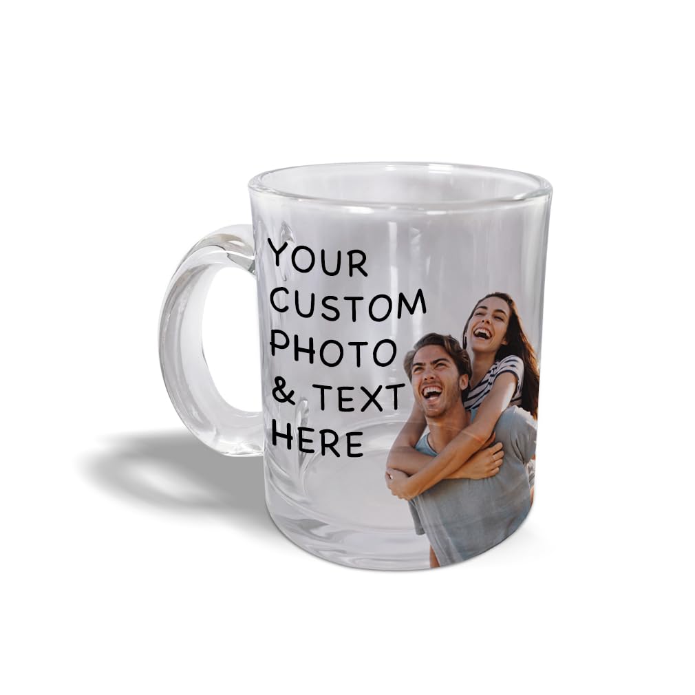 Style In Print Glass Coffee Mug 10 Ounces Personalized Picture & Text Clear Tea Cup Clear