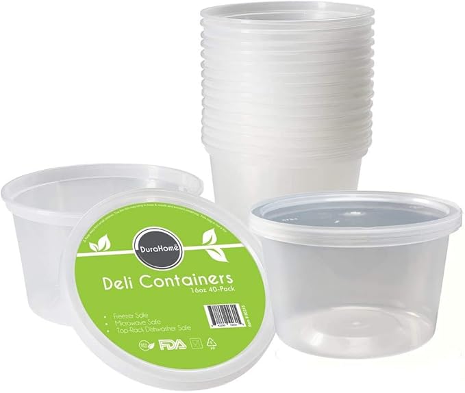 DuraHome - Deli Containers - 40 Pack BPA-Free Plastic Microwaveable Clear Food