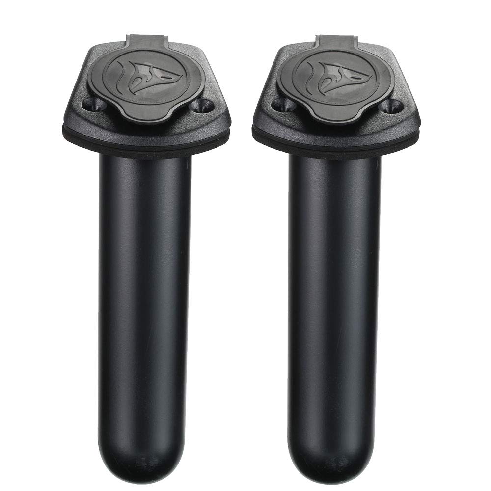Borogo 2 Pack Kayak Deck Flush Mount Fishing Rod Holders and Cap Cover for Boat, Canoe and Tackle Accessory Tool