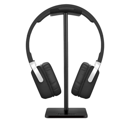 New bee Headphone Stand Headset Holder Earphone Stand with Aluminum Supporting Bar Flexible Headrest ABS Solid Base for All Headphones Size (Black)