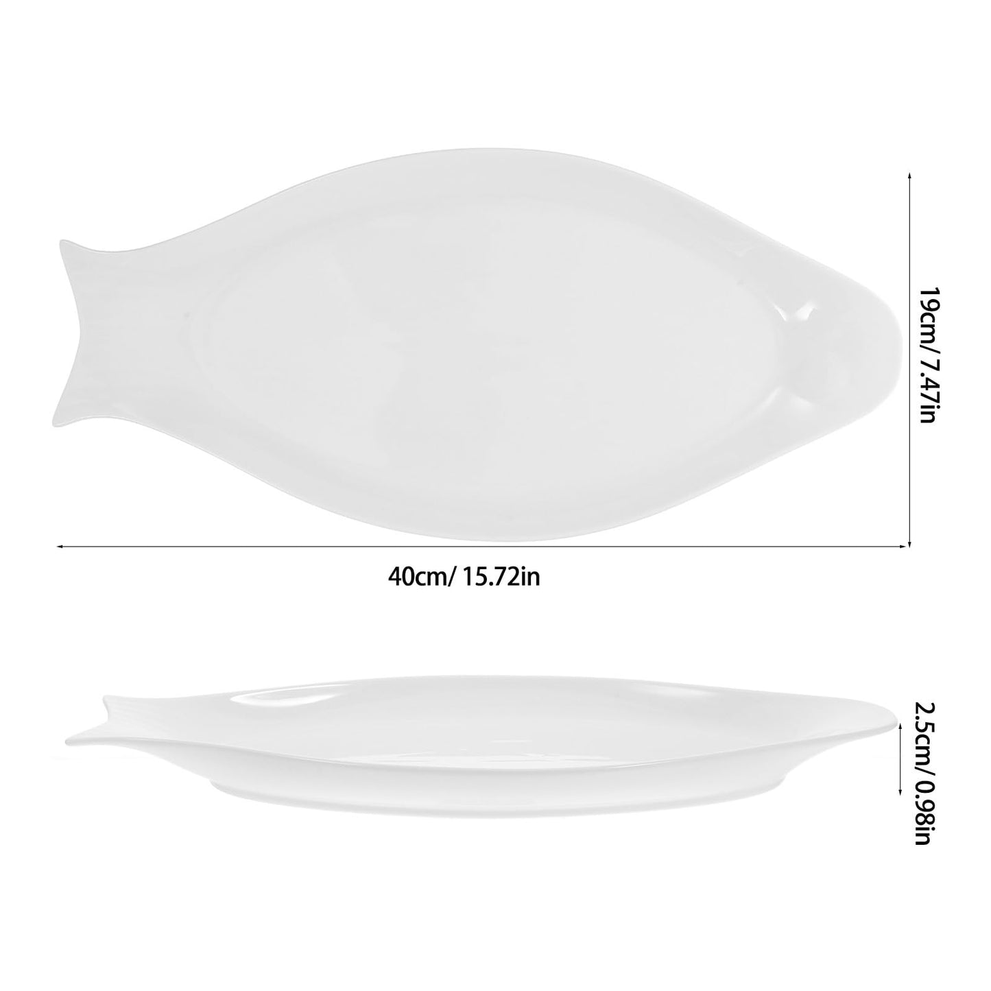 Hemoton Oval Ceramic Fish Plate 15.74X7.48In Pure White Steamed Fish Dish Serving Platter for Kitchen Dining and Entertaining