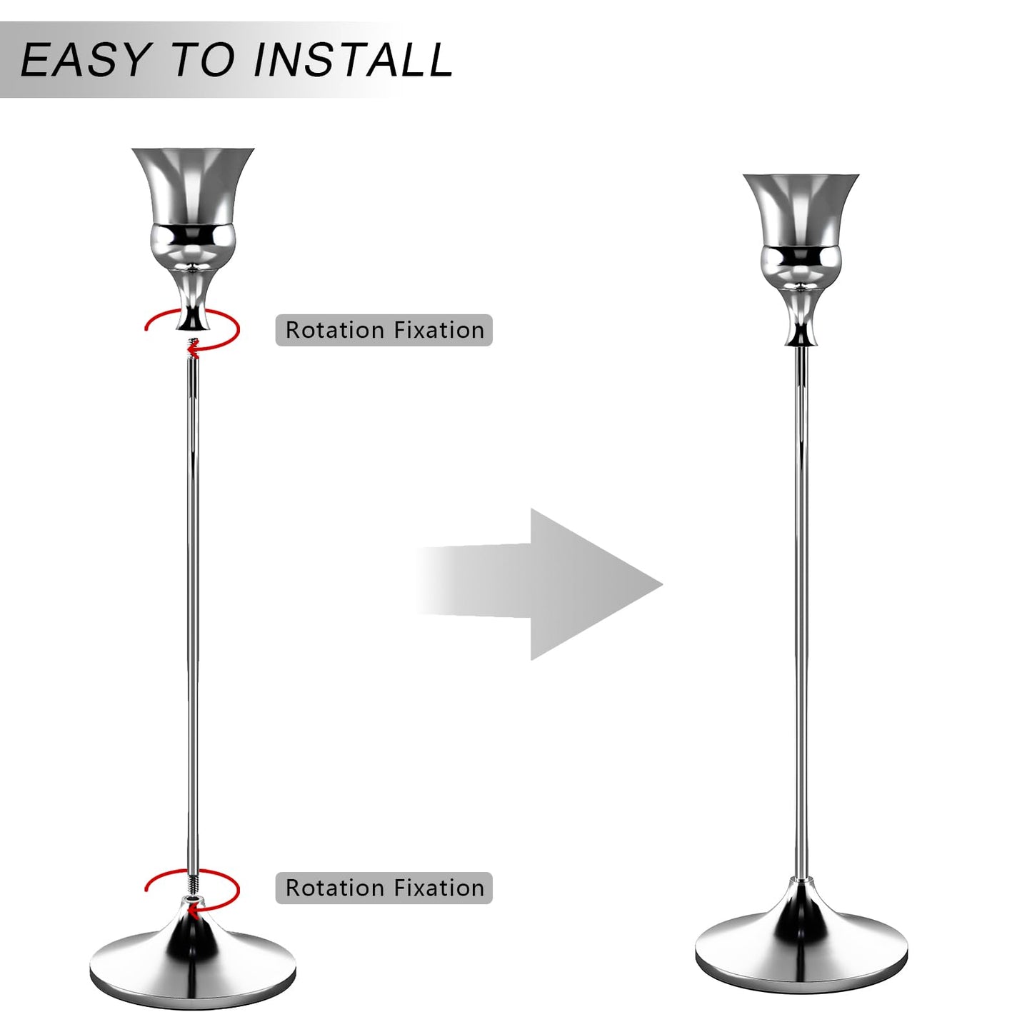 Showin Candlestick Holders Silver, 6 Packs Taper Candle Holder for Candlesticks, Candle Sticks Holder Decor for Home Decor