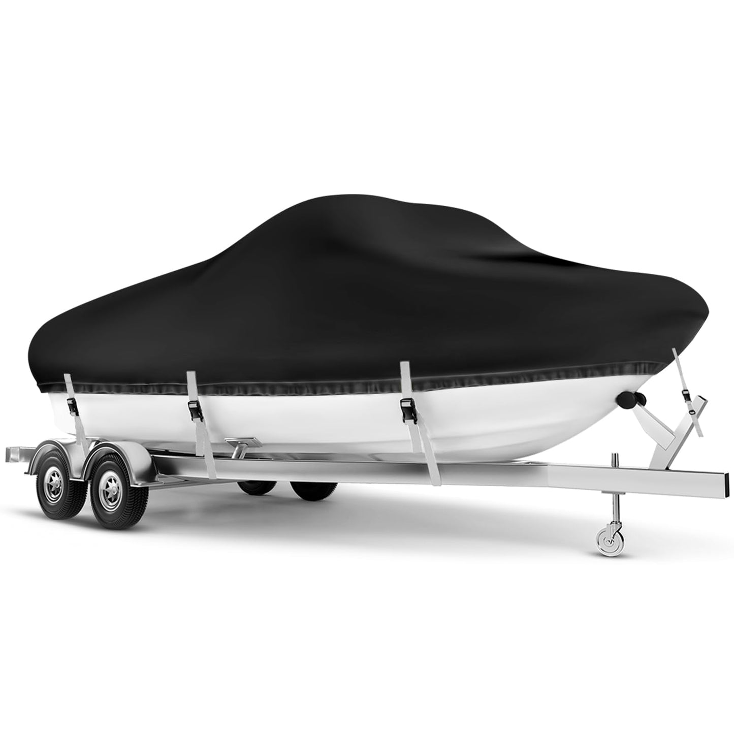 Boat Cover 24-26 ft, Waterproof 1200D Heavy Duty Boat Cover, PU Marine Grade Polyester Boat Covers 24-26 ft, Fits Bass, V-Hull, Tri-Hull, Runabout, Jon, Fishing, Trailerable, Beam Width 135 inch
