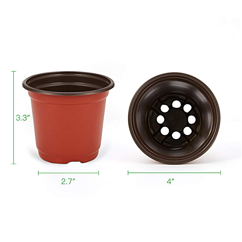 JERIA 100-Pack 4 Inch Plastic Plant Nursery Pots Come with 100 Pcs Plant Labels, Seedling Flower Plant Container and Seed Starting Pots