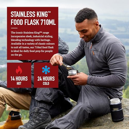 Thermos Stainless King Food Flask, 710ml Capacity - Sleek Multi- Purpose Flask for Daily Food Prep - Durable Stainless Steel with Red Finish - Ideal for On-the-Go Meals & Drinks