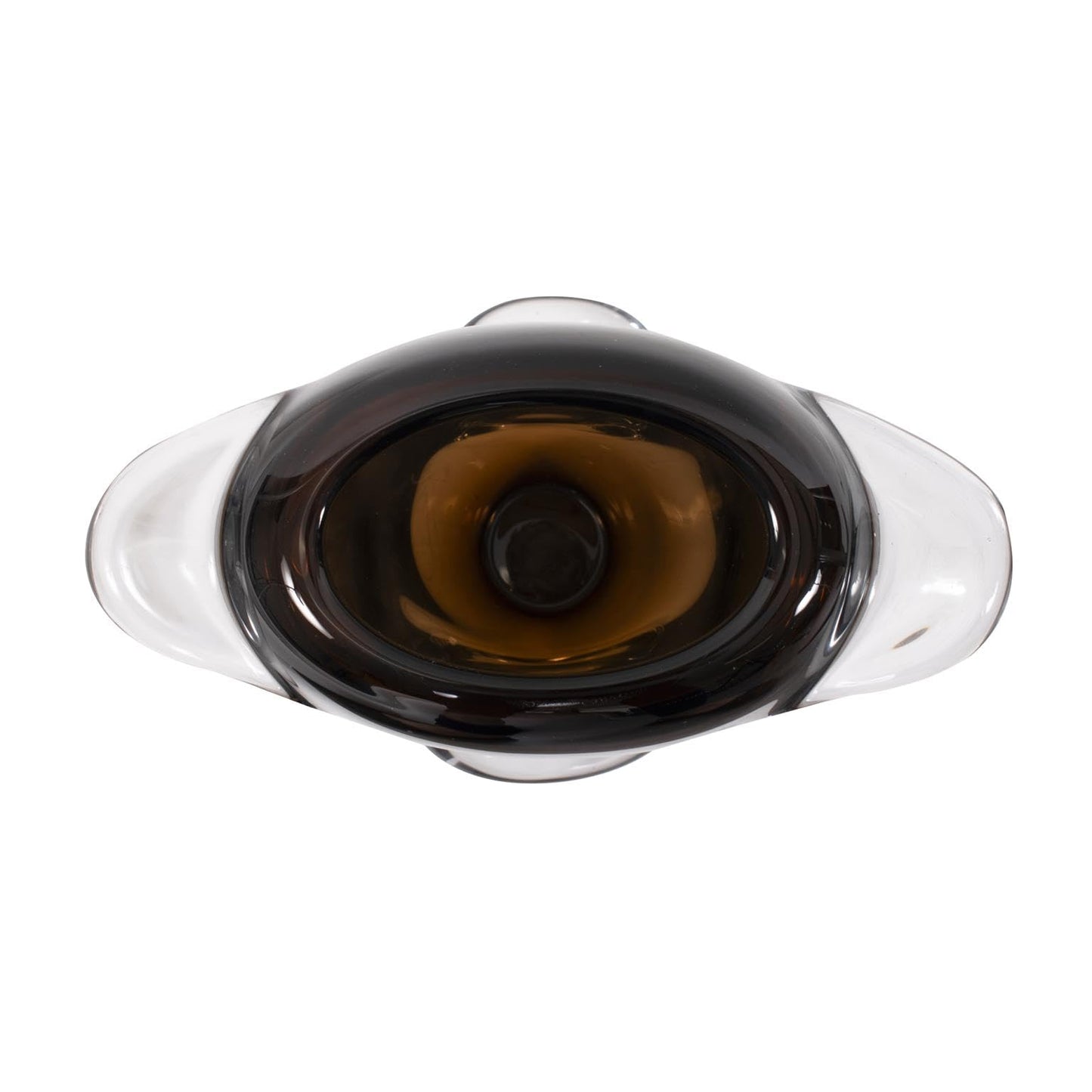 Howard Elliott Collection Smokey Umber Flared Edge Glass Vase Short, Handcrafted Amber Glass Vase with Sculpted Shape, Decorative Accent for Table, Shelf or Centerpiece, 9.875H x 12.25W x 5.875D