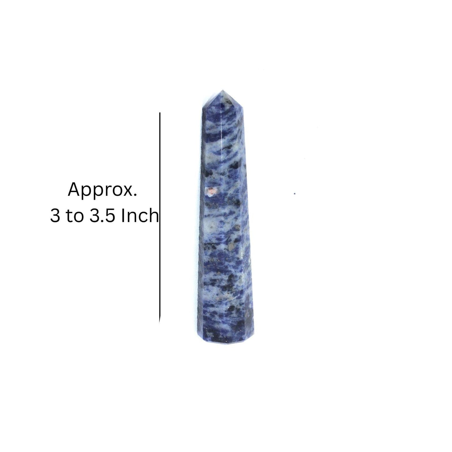 Jet Sodalite Obelisk Tower – Natural Polished Crystal Point for Home Decor & Desk Display, Gift-Ready Tower (3-3.5 Approx), Deep Blue Sodalite Crystal