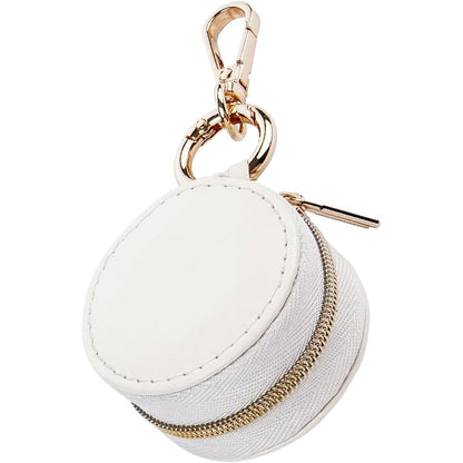 BWTRQ Jewelry Ring Holder Keychain - Portable Travel Sports Ring Keeper Case - Mini Small Versatile Carrying Display Storage Organizer Box With Key Chain (White)