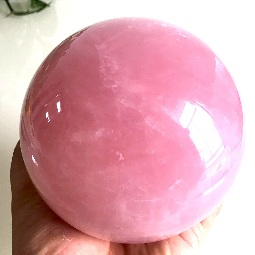 MDYSC 3.54inch Natural Pink Rose Quartz Magic Crystal Healing Ball Ornament Sphere + Base (9cm (3.54inch))