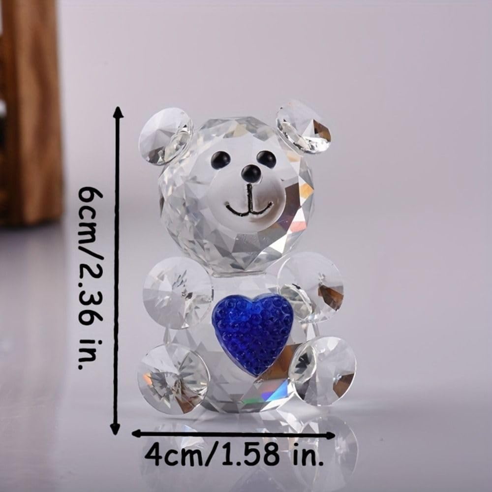 Gifthub Crystal Bear Statue, Red Love Transparent Glass Decoration