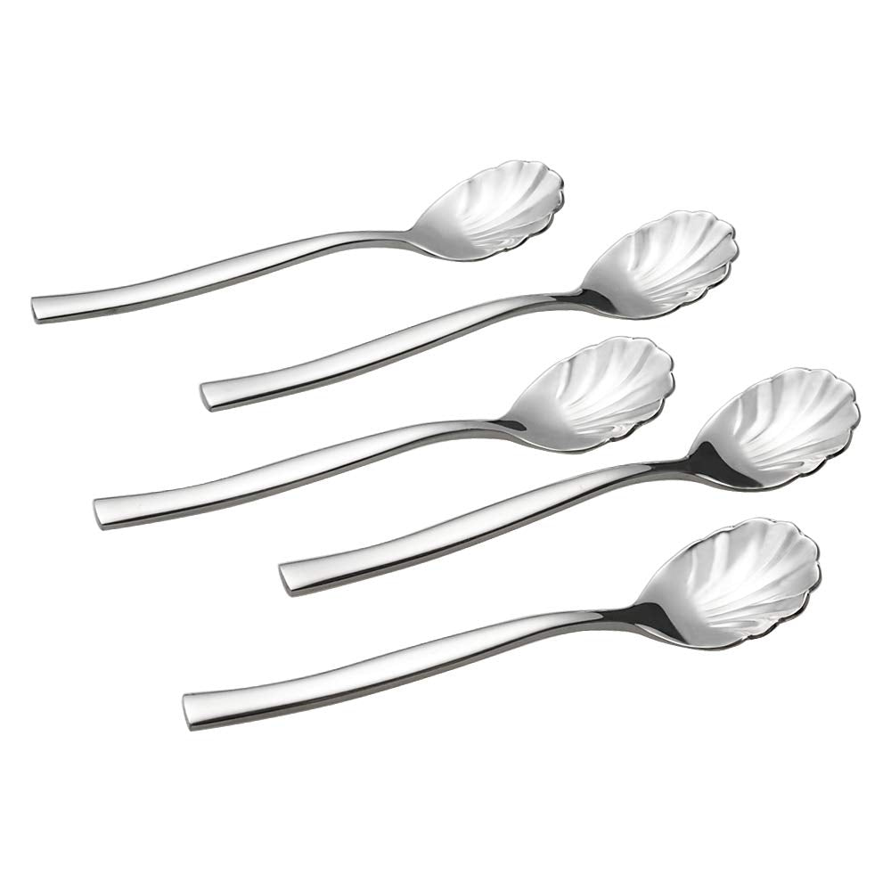 Xowine 12 Pieces Stainless Steel Shell Shape Sugar Spoon, Vintage Shell Shape Stir Spoons