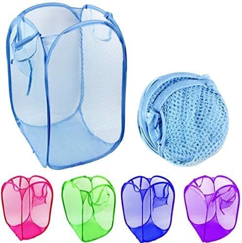 6pcs Foldable Pop Up Mesh Washing Laundry Basket Bag Bin Hamper Toy Tidy Storage