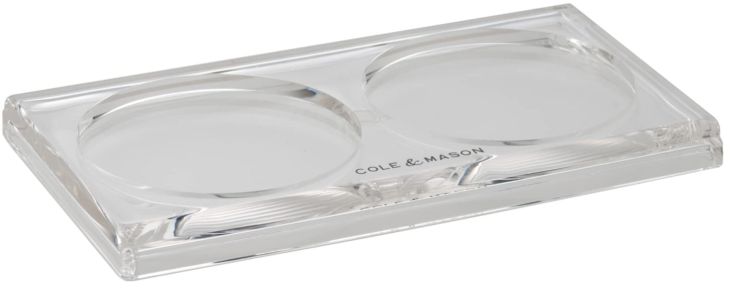 Cole & Mason H306119 Ramsgate Clear Salt and Pepper Mill Tray, Salt and Pepper Tray/Oil and Vinegar Bottles Tray, Acrylic, (H) 13 mm x (W) 95 mm x (D) 157 mm, Mills Not included