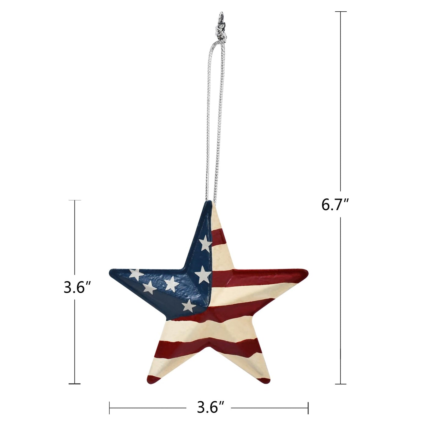 Patriotic Star Ornaments 4th of July American Flag Metal Star Hanging Decorations 3.6x3.6 Barn Decor for Tree Memorial Day Party Decor