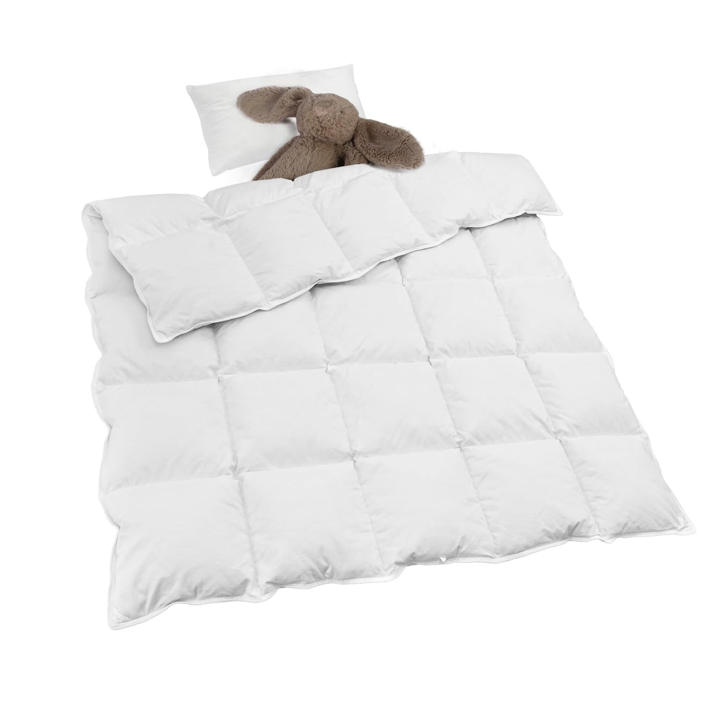 zzlamb Kids Toddler Comforter Crib Blanket, Warm Baby Down Quilt Crib Comforter Small Duvet Insert, Lightweight Soft Noiseless Cotton-Blended Shell Down Proof Machine Washable, White 41x48in