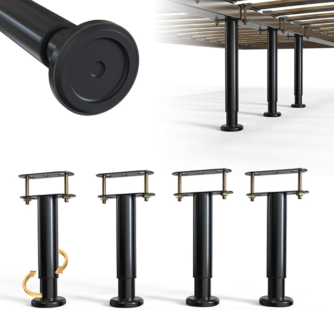 4Pcs Bed Frame Support Leg, Adjustable Height 5"-8.6", Extra Sturdy Steel Bed