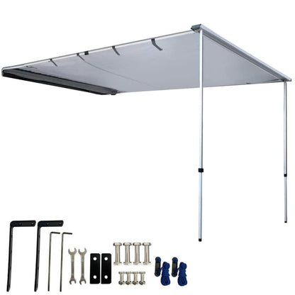 DANCHEL OUTDOOR Car Awning 6.5x8.2ft Roof Rack Pull-Out Sun Shelter Canopy, Waterproof 4x4 Vehicle Side Overland Awning Camping, Gray