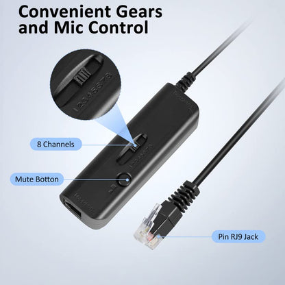 AGPTEK Hands-Free Call Center Noise Cancelling Corded Binaural Headset Headphone with 4-Pin RJ9 Crystal Head and Mic Microphone for Desk Phone - Telephone Counselling Services, Insurance, Hospitals