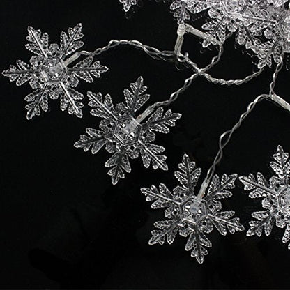 Senofun Snowflakes LED Curtain Lights Color Changing 11.5ft 16 Snowflakes Fairy Lights 80pcs LED Snowflake Lights for Home, Church, Wedding, Birthday (Snowflakes-Warm White)