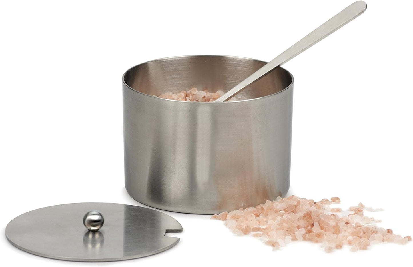 RSVP International Endurance Kitchen Collection Salt Cellar Set with Spoon, 2-Ounce, Brushed Stainless Steel