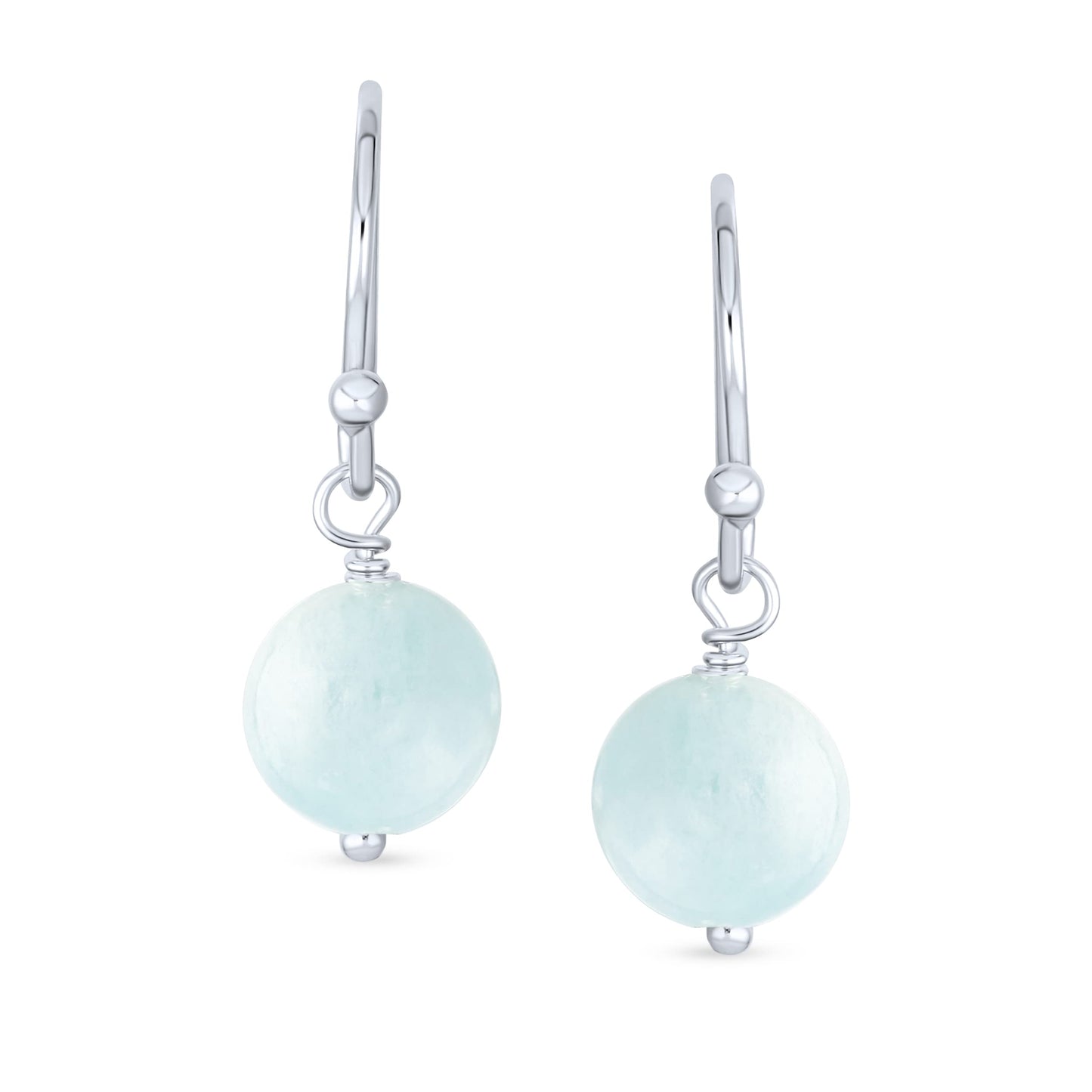 Bling Jewelry Timeless .925 Sterling Silver Blue Aquamarine and Dark Purple Amethyst Bead 8mm Ball Drop Earrings Fish Hook Genuine Gemstone (Set of 2)
