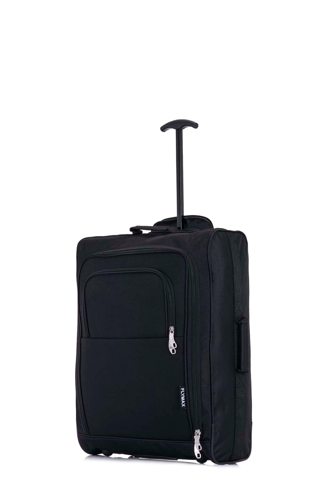 56x45x25 Easyjet Cabin Bag Hand Luggage Approved Cabin Case Lightweight Suitcase Also Approved for BA Jet 2 1.5kg 57L Black