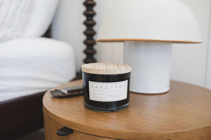 Sand + Fog Scented Candle -Tahitian Vanilla – Additional Scents and Sizes – 100% Cotton Lead-Free Wick - Luxury Air Freshening Jar Candles - Perfect Home Decor – 12oz