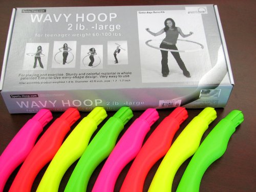Sports Hoop Weighted Loss Exercise Hoop: Wavy Hoop 2B - 1.8lb (Dia.40.5") Large, for Teenagers. Four neon Colors.
