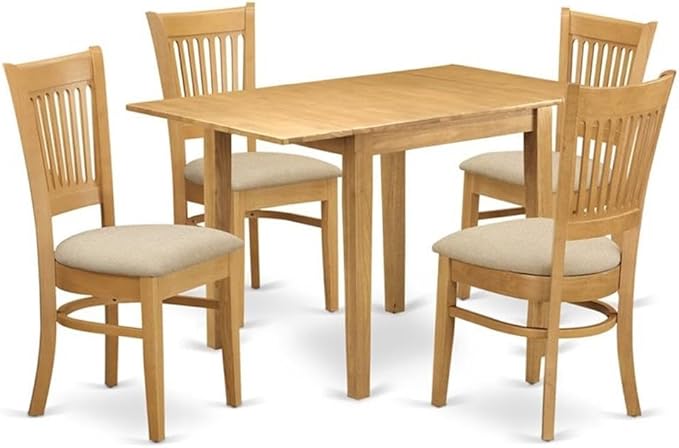 East West Furniture NDVA5-OAK-C 5 Piece Kitchen Table & Chairs Set Includes a