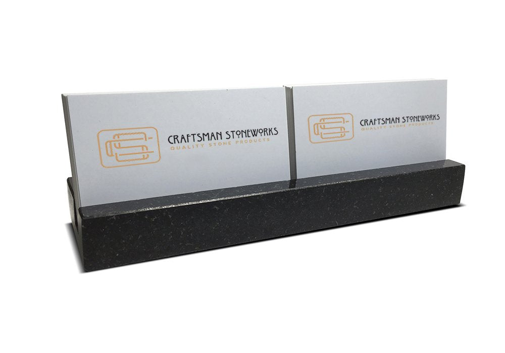 Multiple Business Card Holder for Desk - Black Granite Visiting Card Holder - Holds up to 40 Cards - Desktop Business Card Stand for Home & Office - Elegant & Luxurious Office Desk Accessories