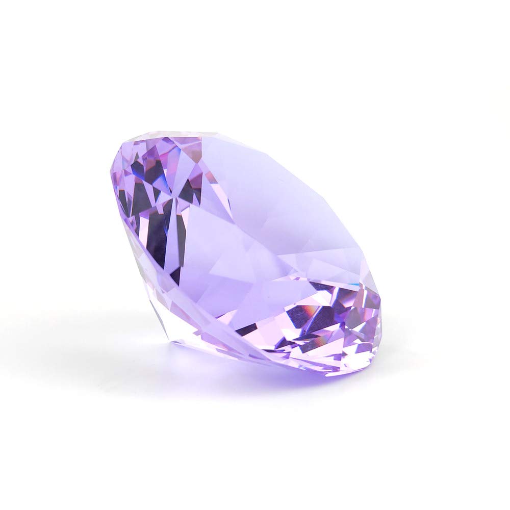 Crystal Glass Diamond Shaped Decoration 60mm Jewel Paperweight,Gift Decoration Idea for Christmas, Thanksgiving and Birthday (Purple)