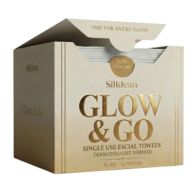 Glow & Go XL Disposable Face Towel 10x15 Inch, 100% Biodegradable Premium Towels