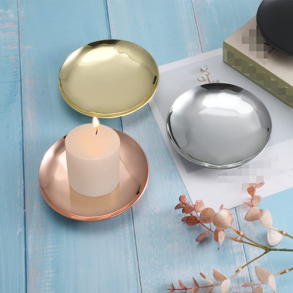 2 Pieces Candlestick Plates Pedestal Candle Stand Decorative Candlestick Holder Iron Plate Candle Holder Decorative Iron Pillar Candle Plate 4.33 inch Candle Plate Candle Holder, Silver